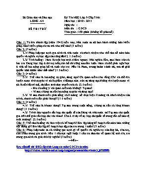 Đề thi thử chọn học sinh giỏi cấp tỉnh môn Giáo dục công dân Lớp 9 - Năm học 2010-2011 - Sở GD & ĐT Long An (Có đáp án)
